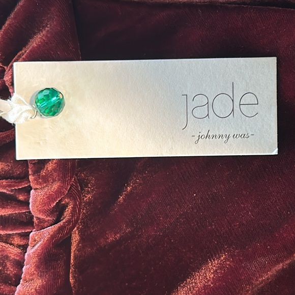 NWT Johnny Was WINE Wide Slip-on Tiered Pants Silk-blend velvet US L - Picture 2 of 8